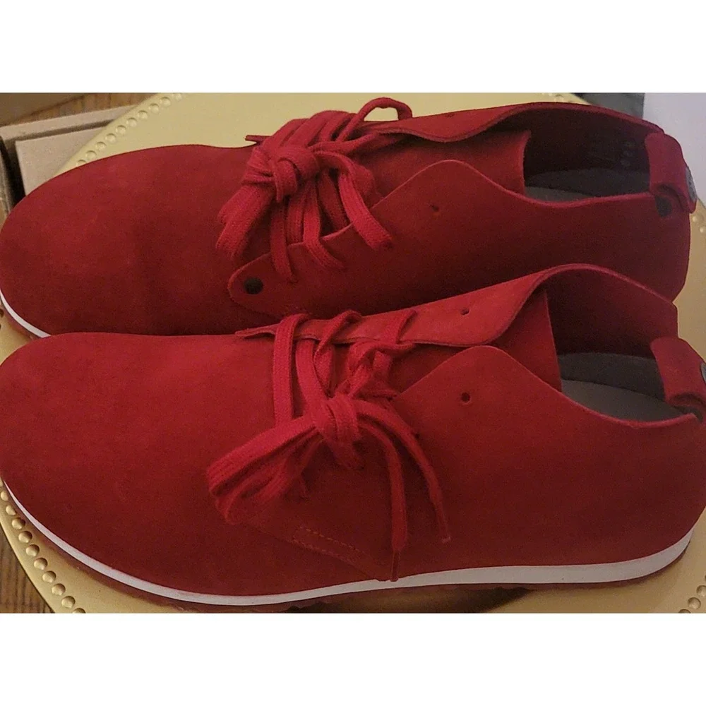 Birkenstock‎ Dundee Red Suede Lace Up Chukka Ankle Boots Womens E41